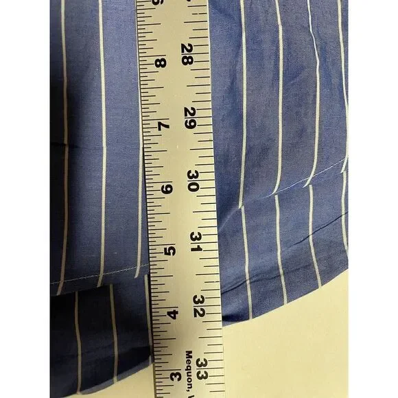 Ralph Lauren Yarmouth Blue Stripe 100% Cotton Long Sleeve Shirt 16.5 Large - Picture 7 of 8